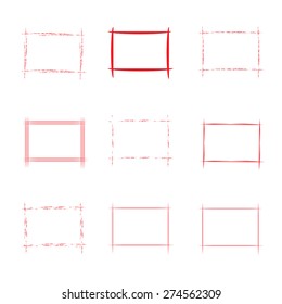 red hand drawn frames, borders