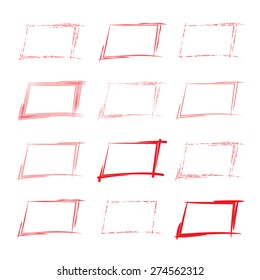 red hand drawn frames, borders