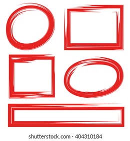 red hand drawn frames, rectangle frames, circle frames