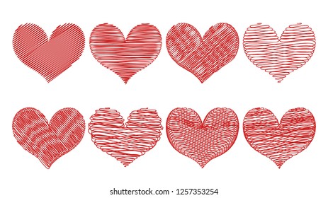 Red hand drawn heart