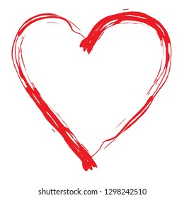 Red hand drawn heart for greeting card, can be used as template for Valentine's day, wedding, etc.
