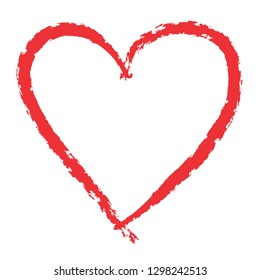 Red hand drawn heart for greeting card, can be used as template for Valentine's day, wedding, etc.