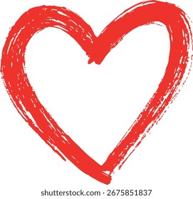 Forma de corazón dibujada a mano roja aislada sobre fondo blanco