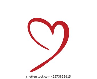 Red hand drawn heart. Valentines day design element. Love and romantic isolated vector sketchy image