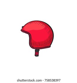 red hand drawn helmet. Winter extreme sport vector illustration