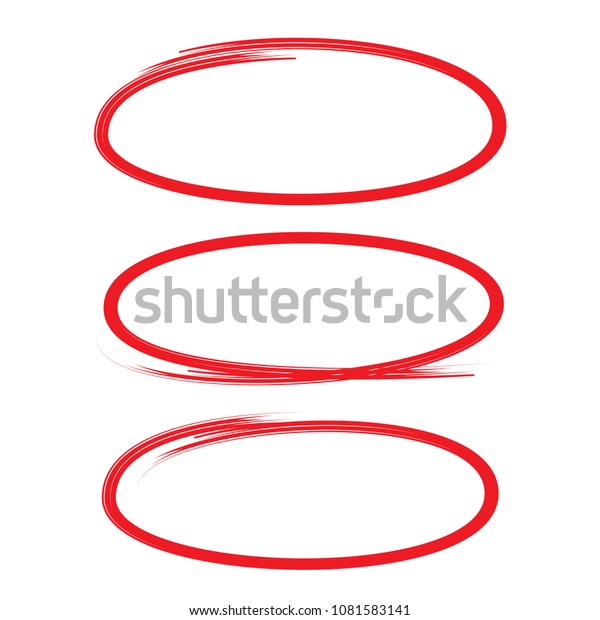Red Hand Drawn Oval Circle Marking Stock Vector (Royalty Free ...