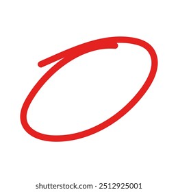Marcador ovalado dibujado a mano rojo. Ilustración vectorial
