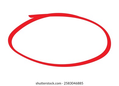 red hand drawn oval marker, circle highlighter