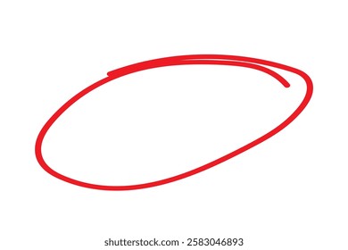 red hand drawn oval marker, circle highlighter