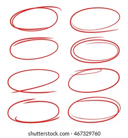 red hand drawn oval markers