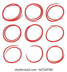red hand drawn oval markers
