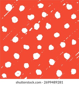 Red Hand Drawn Polka Dots Texture. Cute crayon dotted pattern. Great for Christmas cards, coasters and social media templates. Chalk Abstract Vector illustration