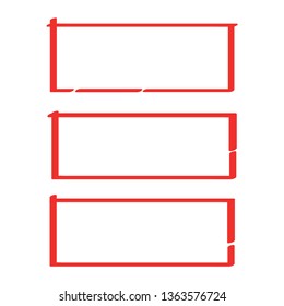 red hand drawn and sketch rectangle and square frame marker highlighter elements