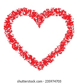 Red Hand Drawn Thick Contour Grunge Heart logo, vector illustration 