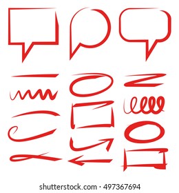 red hand drawn underlines and speech bubbles