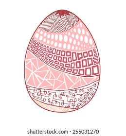 Red hand drawn zentangle easter eggs. Vector illustration