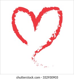 red hand draws heart
