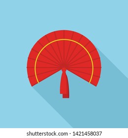 Red hand fan icon. Flat illustration of red hand fan vector icon for web design