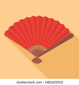 Red hand fan icon. Flat illustration of red hand fan vector icon for web design