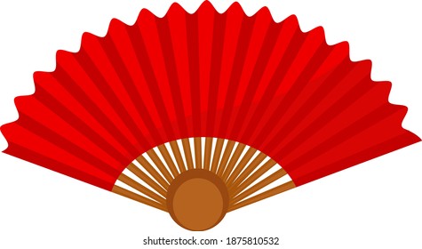 Red hand fan, illustration, vector on white background