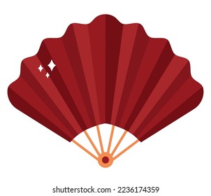 red hand fan over white