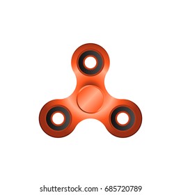 Red hand fidget spinner toy, stress and anxiety relief.