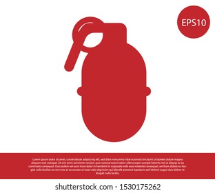 Red Hand grenade icon isolated on white background. Bomb explosion.  Vector Illustration