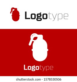 Red Hand grenade icon isolated on white background. Bomb explosion. Logo design template element. Vector Illustration
