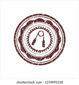 Red hand gripper icon inside distressed rubber texture