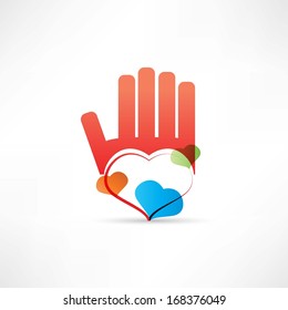 red hand and heart icon