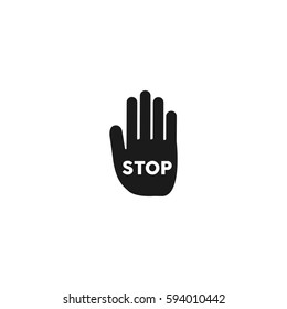 Red hand icon. Stop sign vector illustration on white background.