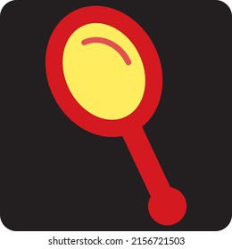 Red Hand Mirror, Illustration, Vector On A White Background.