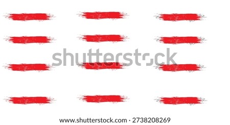 Red hand painted brush stroke vector set. Rough paint underlines and grunge divider lines with textured brush finish, artistic highlight illustration.

