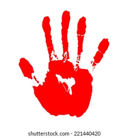 red hand print on white background vector illustration