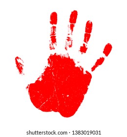 Red hand print vector icon isolated white background
