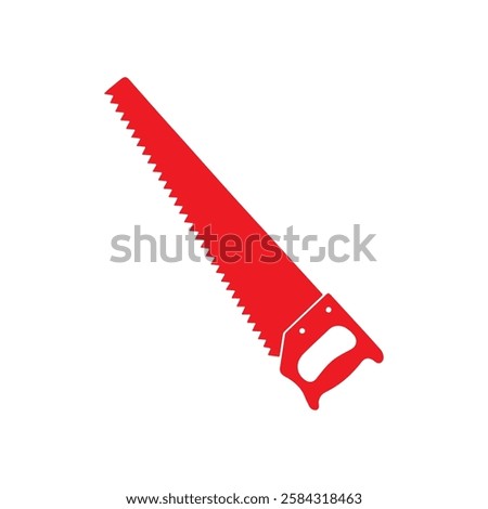 Red hand saw silhouette vector flat illustration design on white background.
