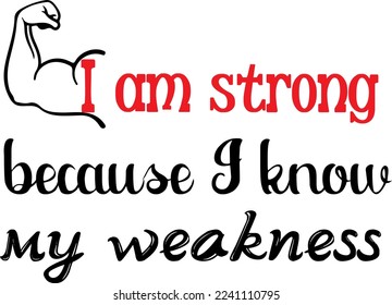 Red Hand I Am Strong Phrase Svg Art Word Vector