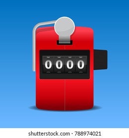 Red hand tally counter vector illustration.