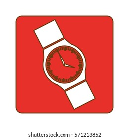 red hand watch icon image design, vector illustration