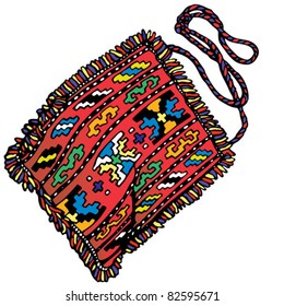 red handbag in a folk style