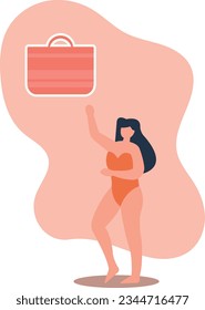 Red handbag icon. Graphic element for website, sticker for social networks and instant messengers.Accessory for comfortable travel and tourism.flat vector illustration.