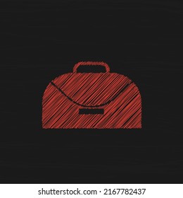 Red Handbag Sketch Vector Icon. Women Fashion Colorful Bag