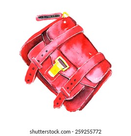 The red handbag. Watercolor vector illustration
