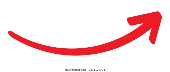 Red hand-drawn arrow marker. Red Hand-drawn brush stroke arrows. Red charcoal ovals and arrows strokes different forms. Hand drawn vector arrows doodle set on white background. Red long arrow set.