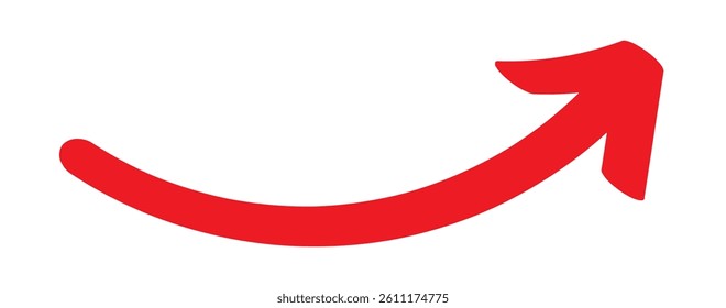 Red hand-drawn arrow marker. Red Hand-drawn brush stroke arrows. Red charcoal ovals and arrows strokes different forms. Hand drawn vector arrows doodle set on white background. Red long arrow set.