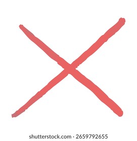   Cruz roja dibujada a mano, símbolo No o incorrecto.