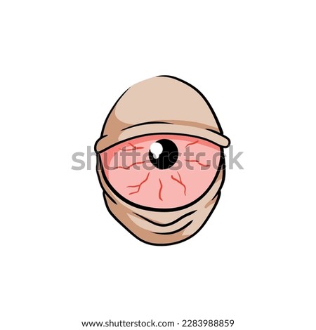 Red hand-drawn eyes. Problem of insomnia. Sleep disorder with capillaries and pupils. Comic drawing. Fatigue and stress. Conjunctivitis infection. Blood eyeballs. Sick illness look