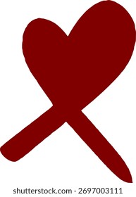 Rotes handgezeichnetes Herzelement - Vektorliebe-Symbol-Illustration