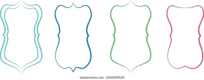"Red Hand-Drawn Ornamental Frame Set with Curved Decorative Borders and Blank Center, Perfect for Invitations, Greeting Cards, Posters, Scrapbooking, Labels, and Creative Design Projects"