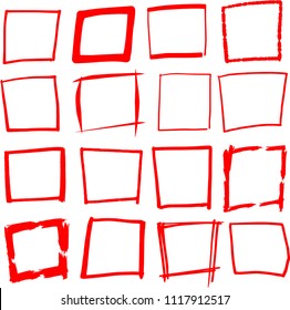 Red Hand-drawn rectangle set